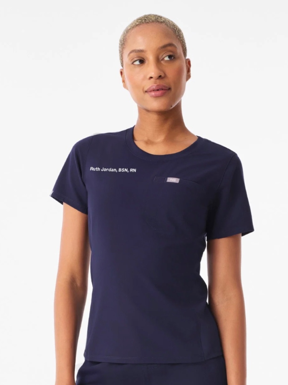 Navy Eliza Slim Crew Neck - Scrub Top